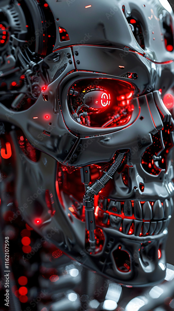 Obraz premium Mechanized Mortality: A Skull of the Future