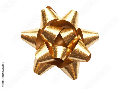 golden bow isolated on white, PNG