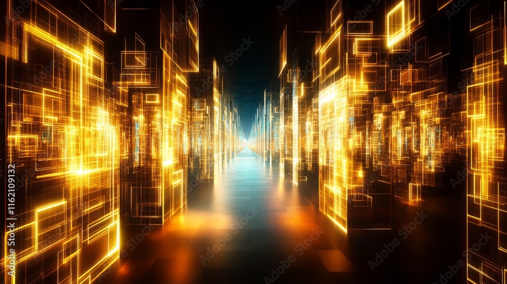 Fototapeta premium Futuristic Cityscape Glowing Neon Architecture