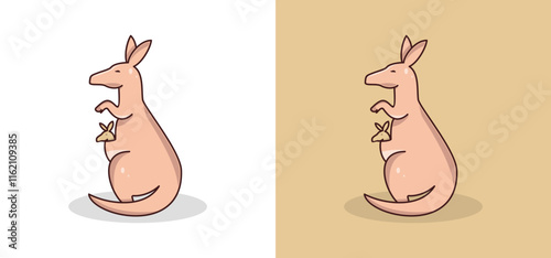 Cute Kangaroo Mother with Baby Kangaroo Cartoon Vector Icon Illustration. Premium vector isolated animal nature icon concept. Flat Cartoon Style