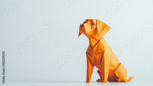 dog origami white background