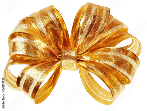 golden ribbon isolated on a transparent background, PNG