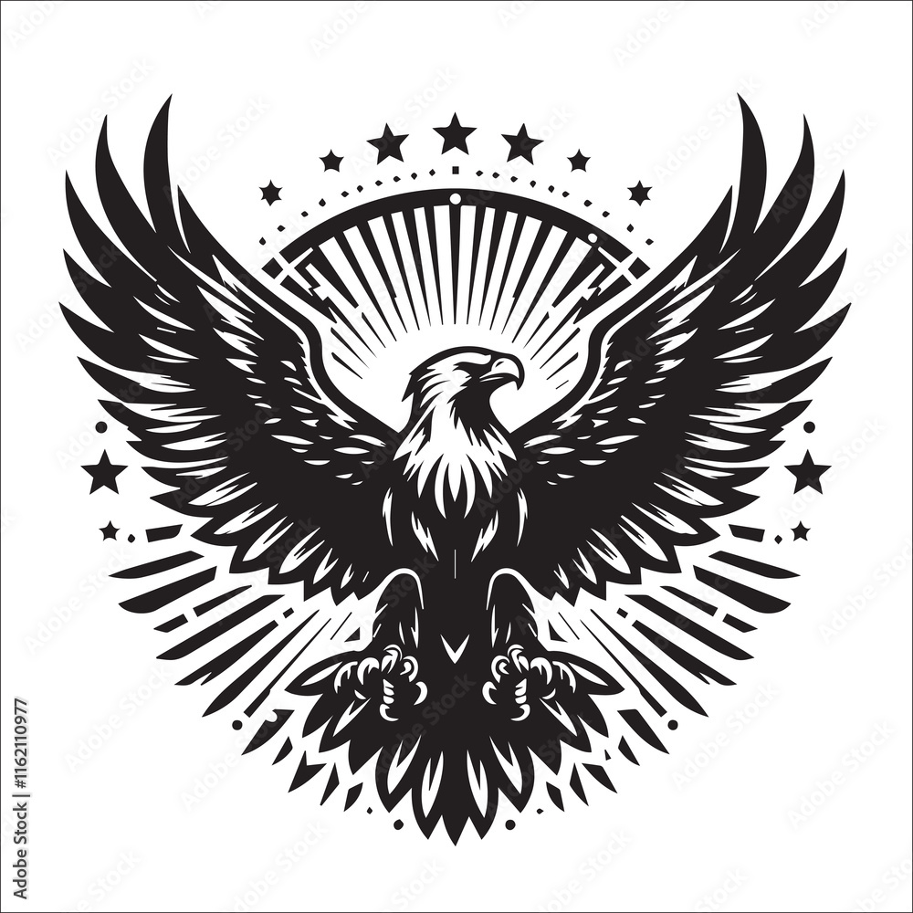 Obraz premium Flying Eagle Svg Vector Silhouette File