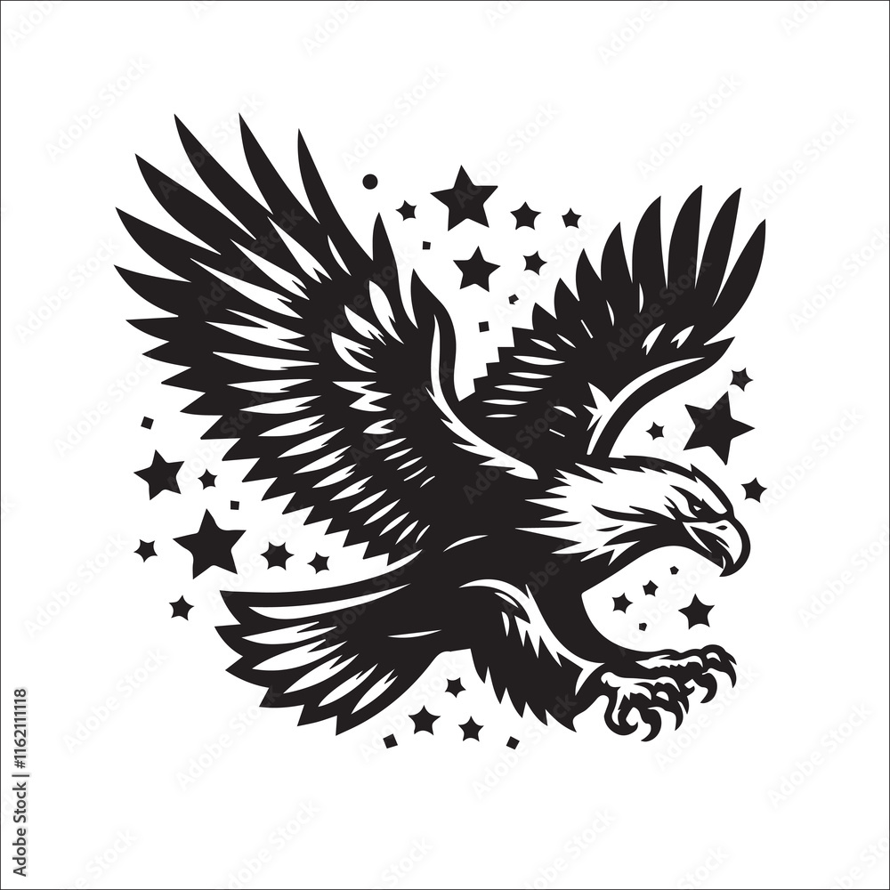 Obraz premium Flying Eagle Svg Vector Silhouette File