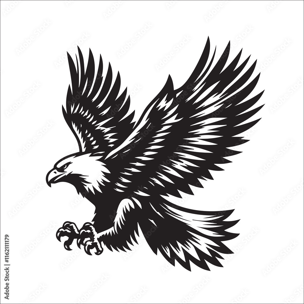 Fototapeta premium Flying Eagle Svg Vector Silhouette File