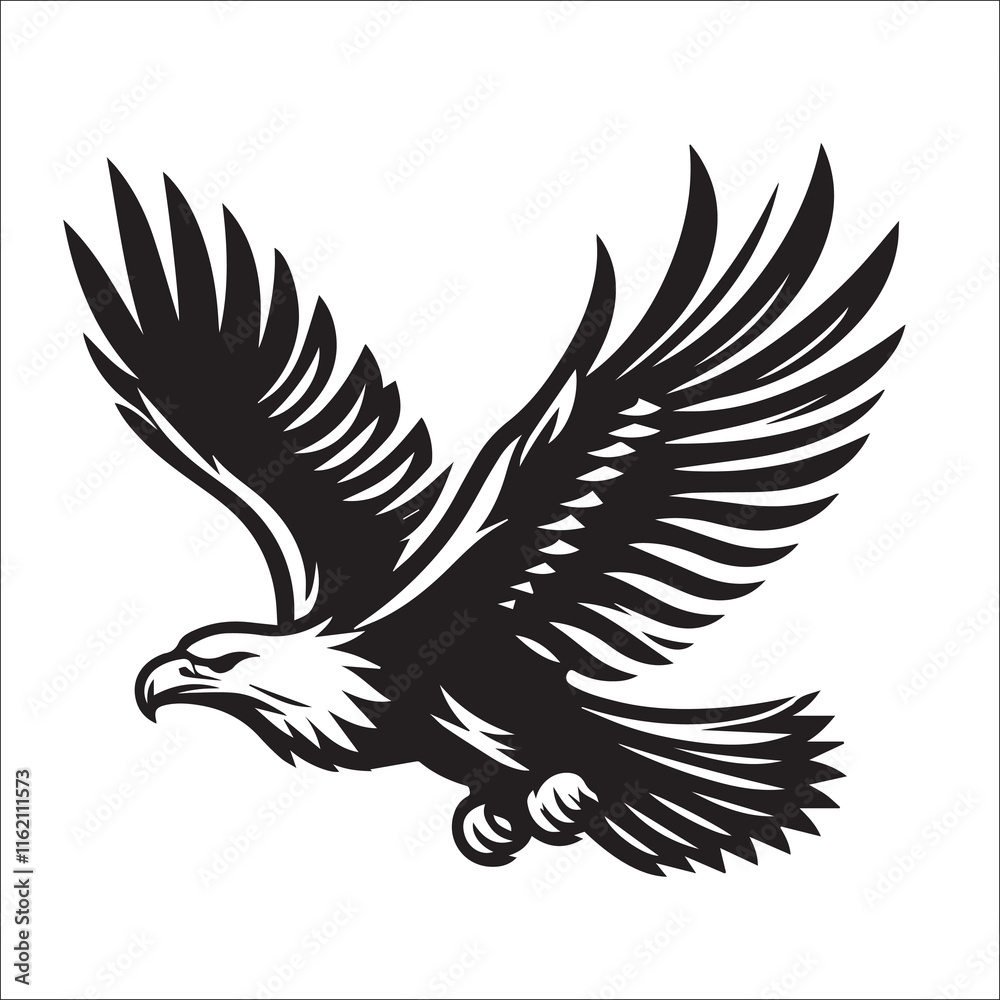 Obraz premium Flying Eagle Silhouette Vector black