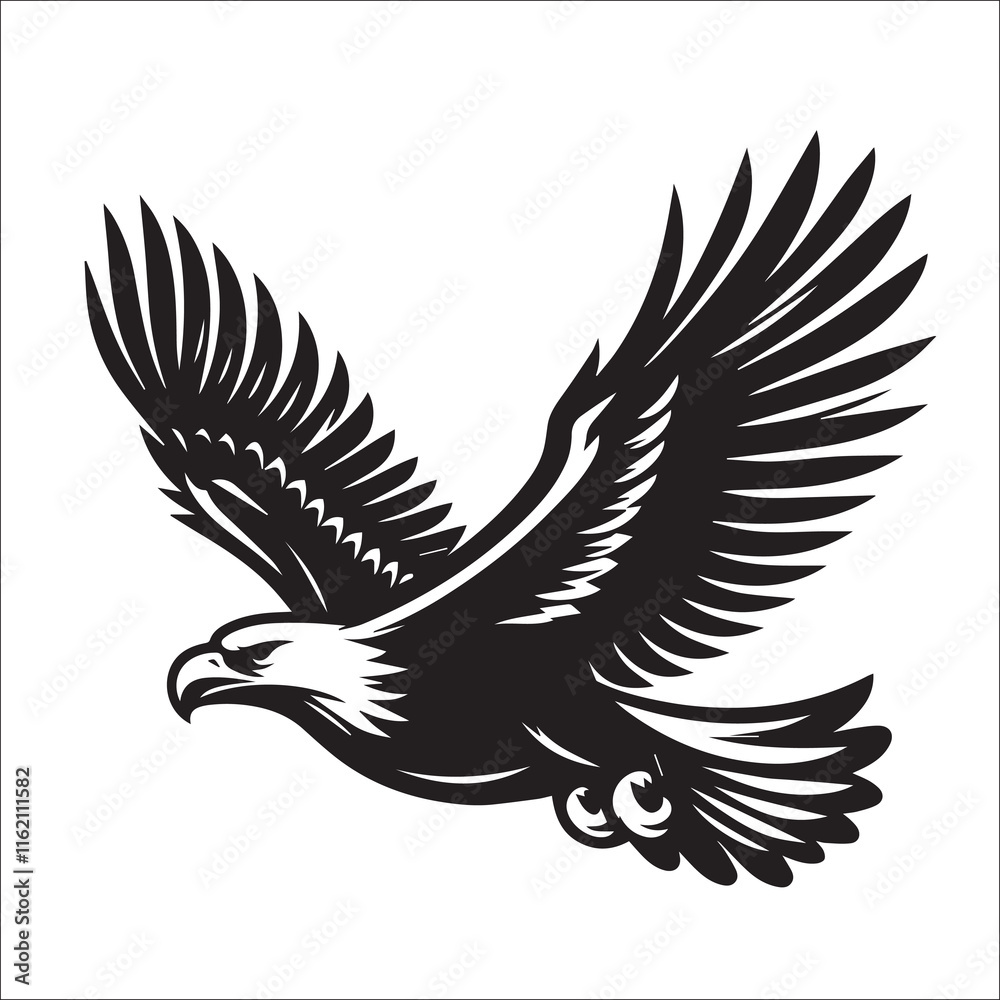 Fototapeta premium Flying Eagle Silhouette Vector black