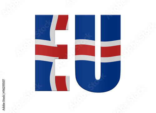 Digital composite. European Union - EU with the Iceland flag overlay .