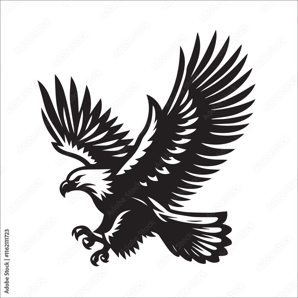 Flying Eagle Silhouette Vector black Flying Eagle Silhouette Vector black