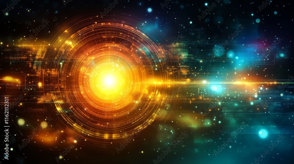 Obraz premium Futuristic Technological Interface, Cosmic Glow