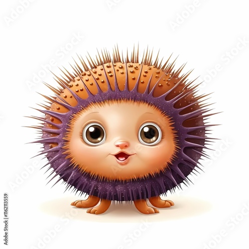 Stylized sea urchin graphic isolated for marine themes