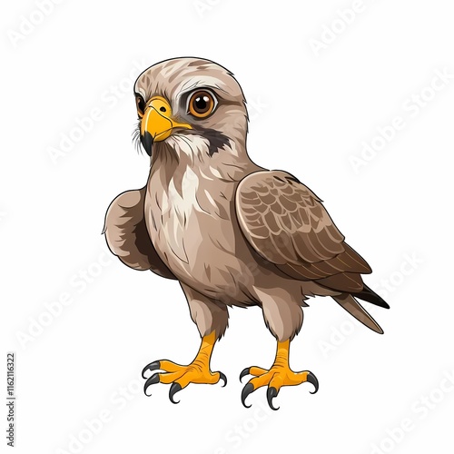 Stylized harrier hawk cartoon design for wildlife themes photo