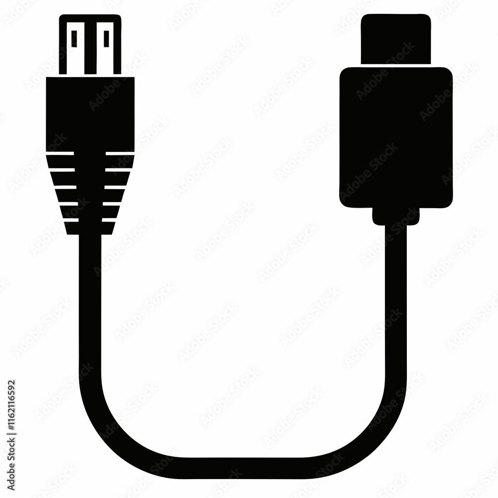 Ethernet Cable Silhouette Vector Art Ethernet Cable Silhouette Vector Art