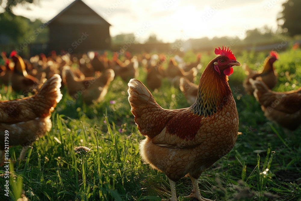 Fototapeta premium Variety of chickens on the farm