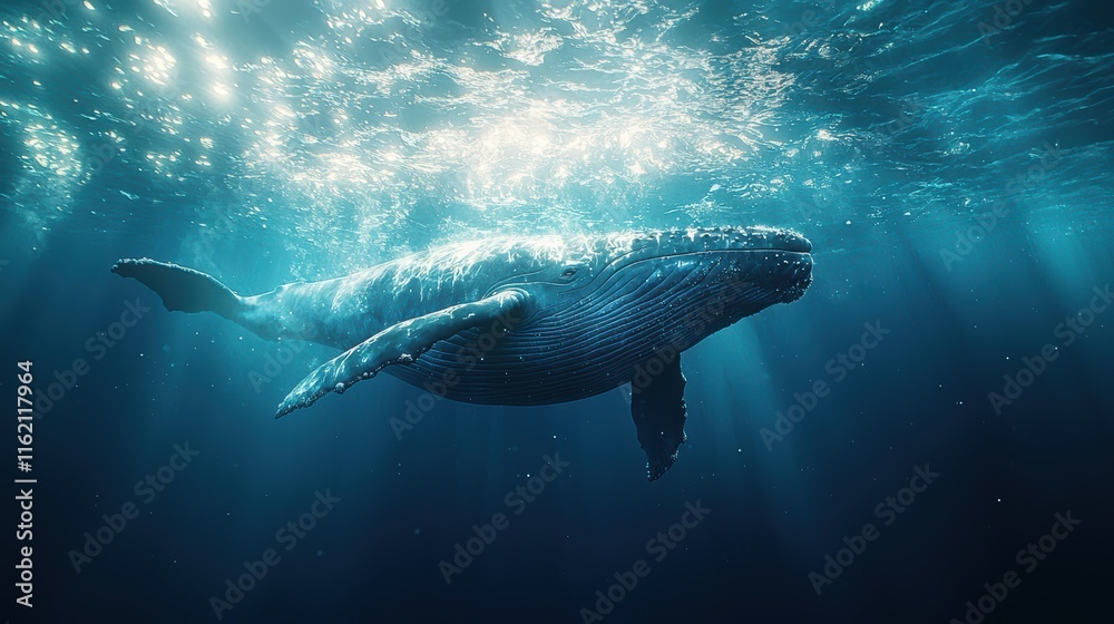 Fototapeta premium Majestic Humpback Whale Underwater