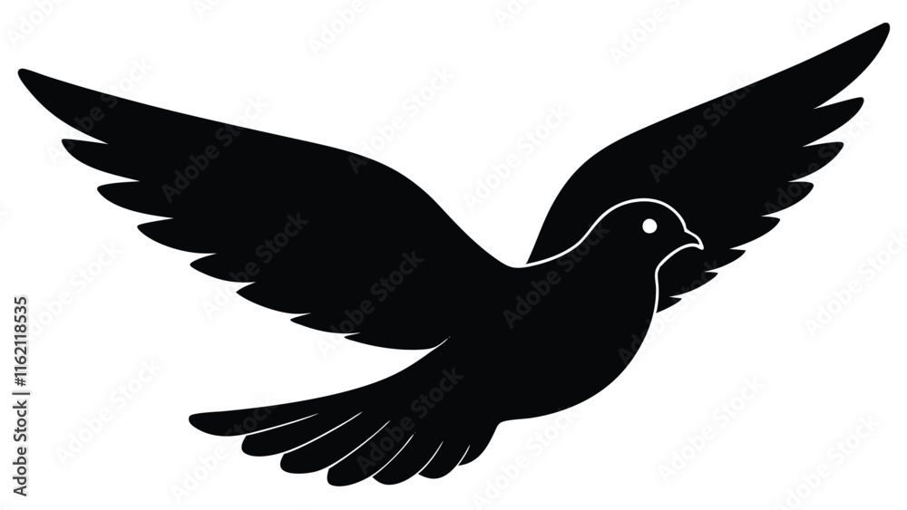 Obraz premium Hand drawn flying dove silhouette