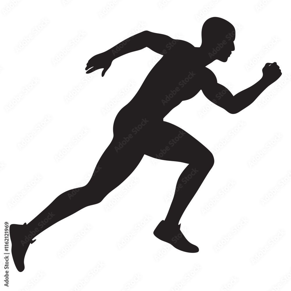 Athlete running hard silhouette linocut vector Athlete running hard silhouette linocut vector
