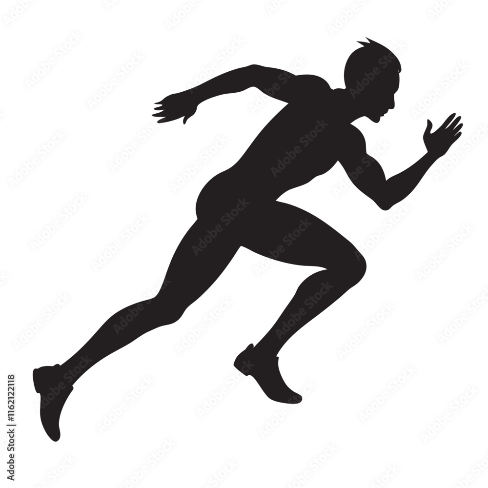 Athlete running hard silhouette linocut vector Athlete running hard silhouette linocut vector