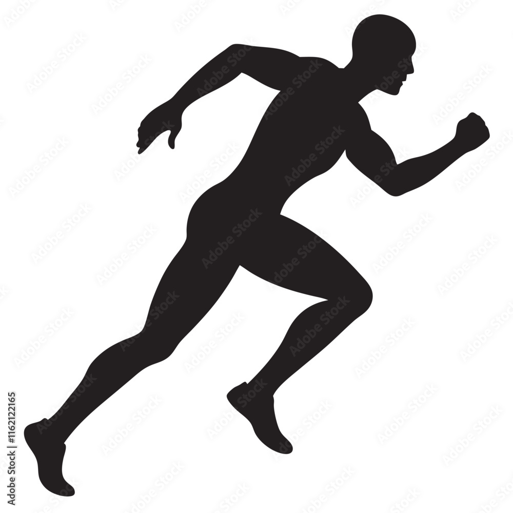 Athlete running hard silhouette linocut vector Athlete running hard silhouette linocut vector