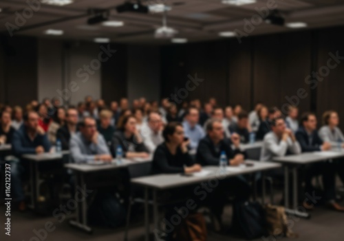Business Conference Seminar with Audience Watching Presentation