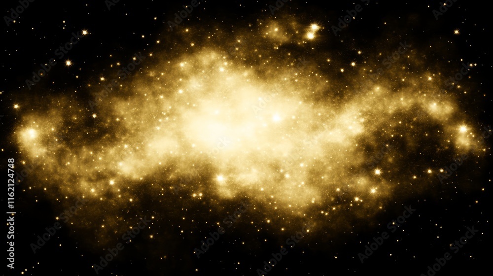Fototapeta premium Golden Galactic Nebula Celestial Starfield Image