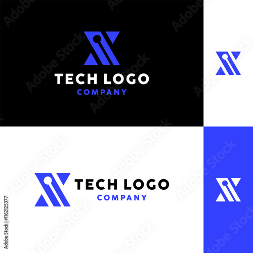 Letter X Logo Technology Design Digital Vector Graphic Symbol For Business