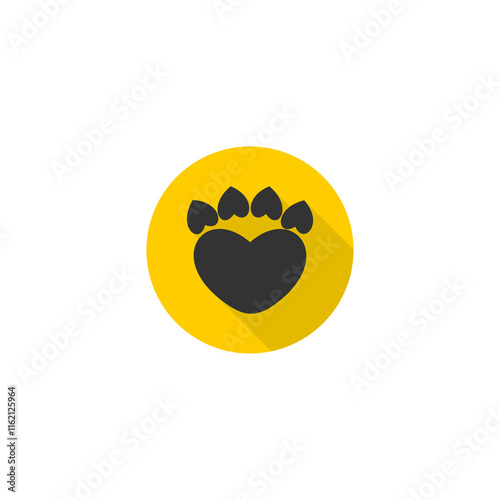 Heart with dog paw flat icon isolated on transparent background photo