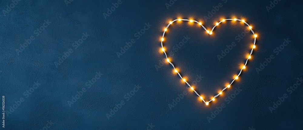 Valentine affection concept. Heart-shaped lights on a dark blue background. Valentine affection concept. Heart-shaped lights on a dark blue background.