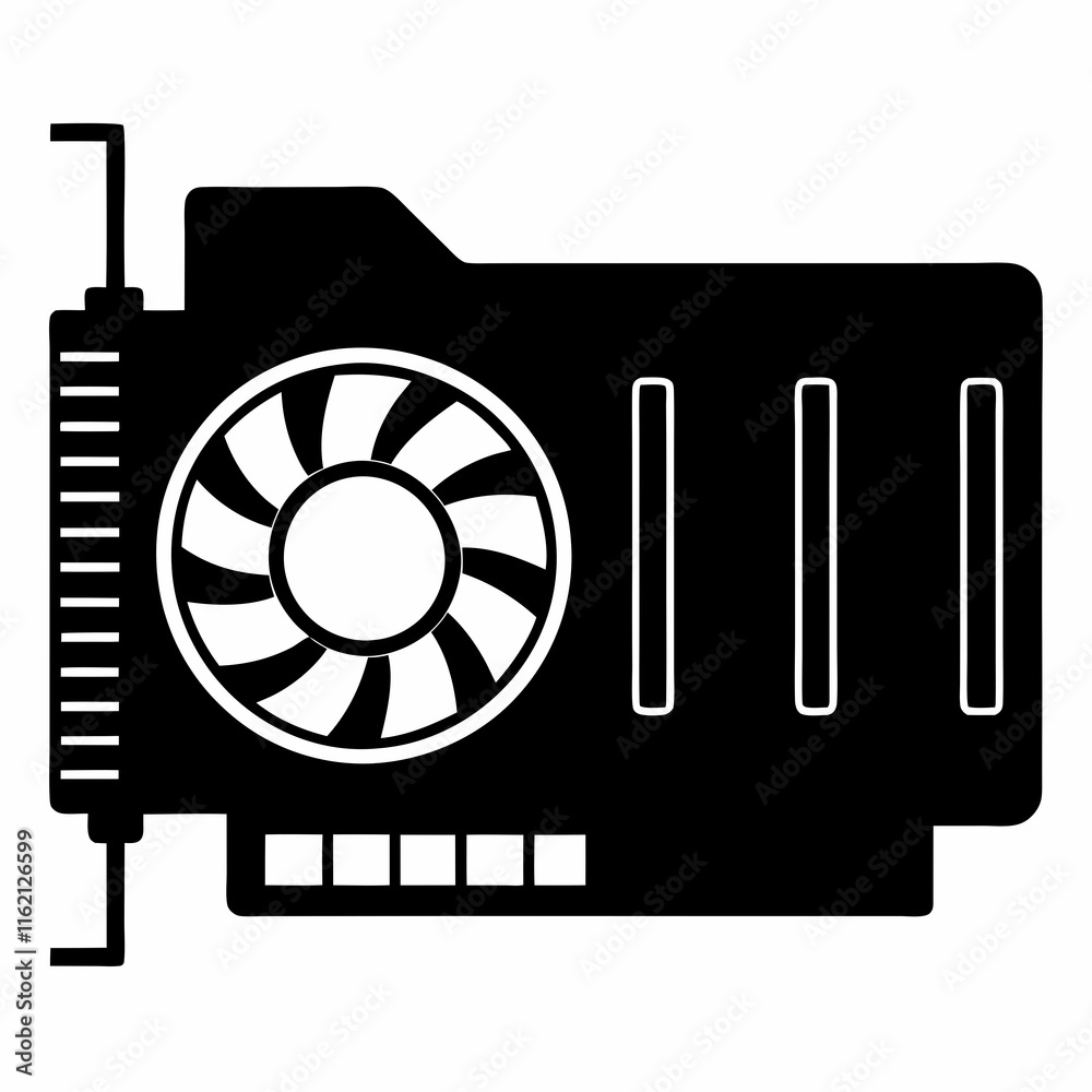 Graphics Card Black Silhouette Vector Art Graphics Card Black Silhouette Vector Art