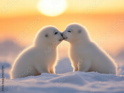 Seal pups touching noses heartwarming arctic scene for valentine's day