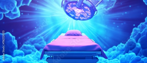 Advanced Operating Room with Controlled Air Technology and Futuristic Lighting Effects in Medical Environment