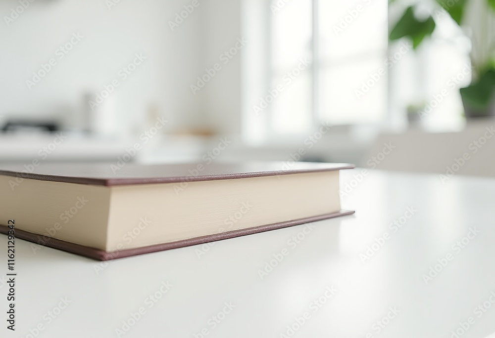 Fresh and Light Style Photo of a White Table Adorned with Books, Set in a Clean Environment that Inspires Creativity and Organization Fresh and Light Style Photo of a White Table Adorned with Books, Set in a Clean Environment that Inspires Creativity and Organization