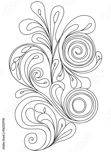 Doodle flowers background for coloring. Coloring page, art therapy for children and adults. Art line vector illustration.