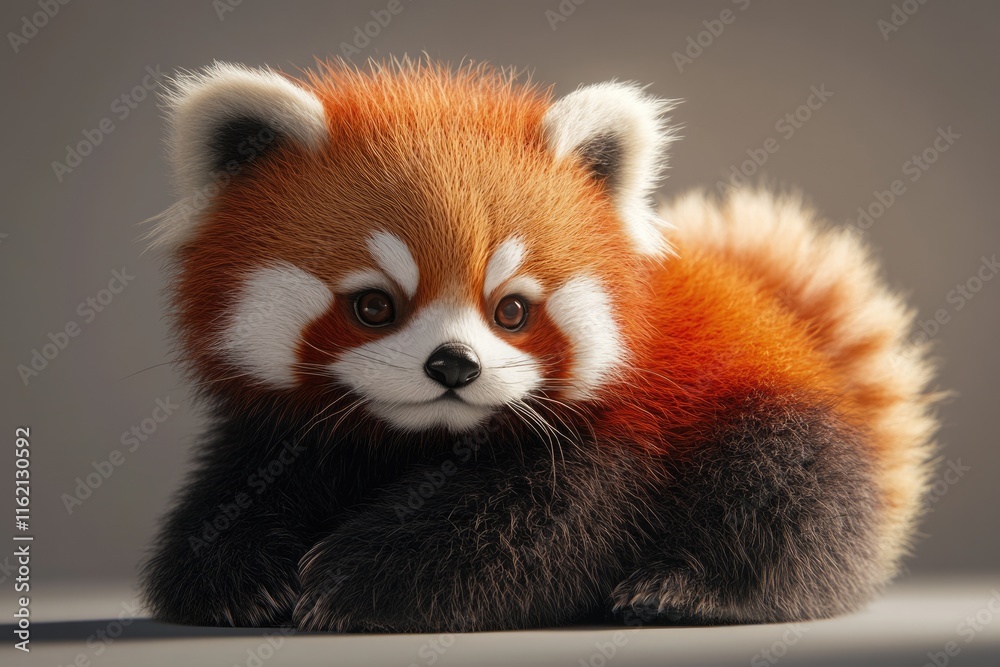 Cute red panda with fluffy fur  Cute red panda with fluffy fur  Cute red panda with fluffy fur