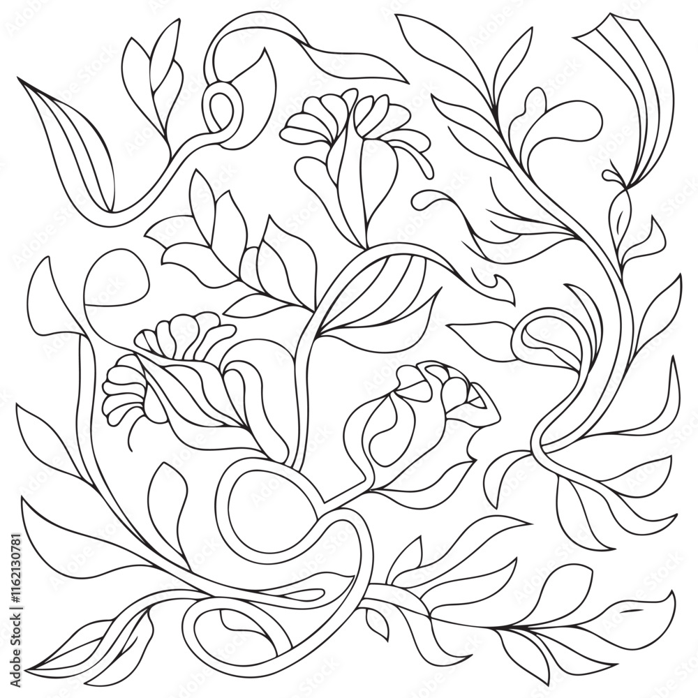 Fototapeta premium Flowers zentangle art Adult coloring page vector