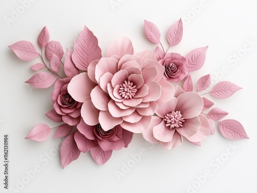 Elegant Dusty Rose Paper Flowers Floral Arrangement Craft