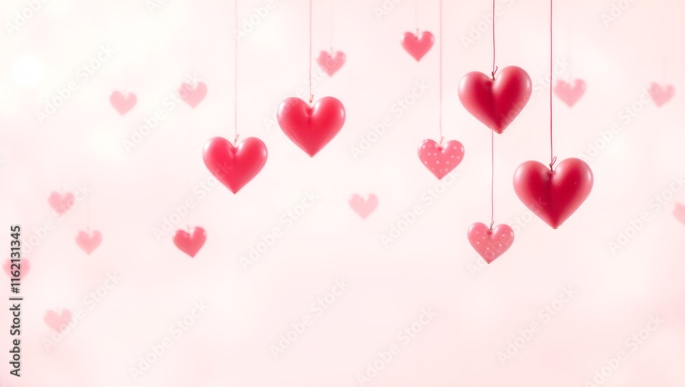 Hanging red and pink hearts on a soft pastel background, symbolizing love and romance. Ideal for Valentine’s Day and romantic themes. Generative AI Hanging red and pink hearts on a soft pastel background, symbolizing love and romance. Ideal for Valentine’s Day and romantic themes. Generative AI