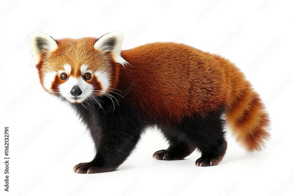 Old Red pandas or Shining cats  Ailurus fulgens  10 years old  in front of white background