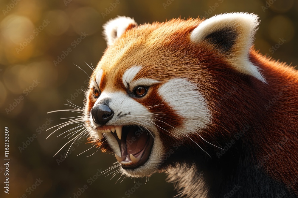 Side profile of red panda showing teeth detailed features. Side profile of red panda showing teeth detailed features.