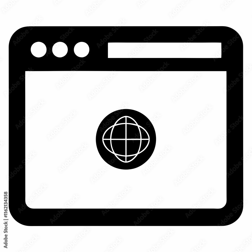 Internet Browser Black Silhouette Vector Internet Browser Black Silhouette Vector