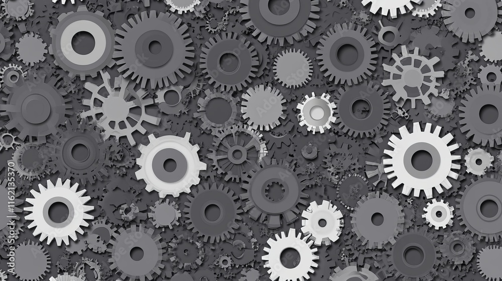 Interlocking Grey Gears A Complex Machine Background Interlocking Grey Gears A Complex Machine Background