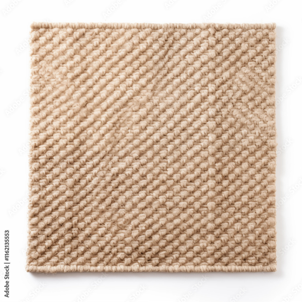 Fototapeta premium Beige Textured Wool Carpet Sample Closeup Studio Shot