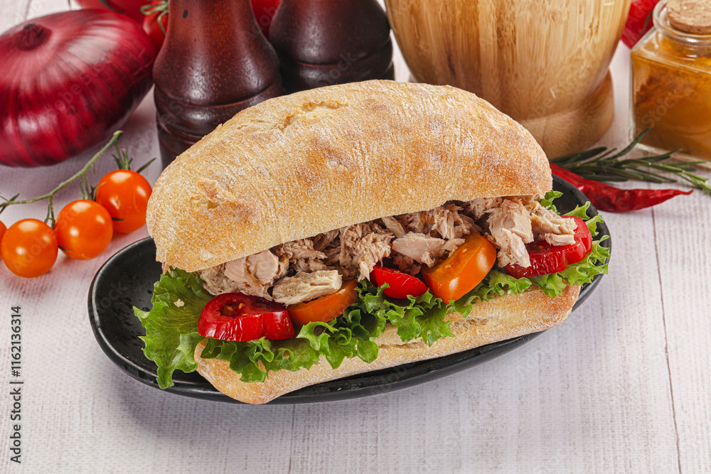Ciabatta with canned tuna sandwich Ciabatta with canned tuna sandwich