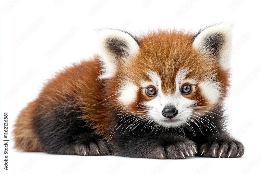 Young Red panda and Shining cat  7 months old portrait.