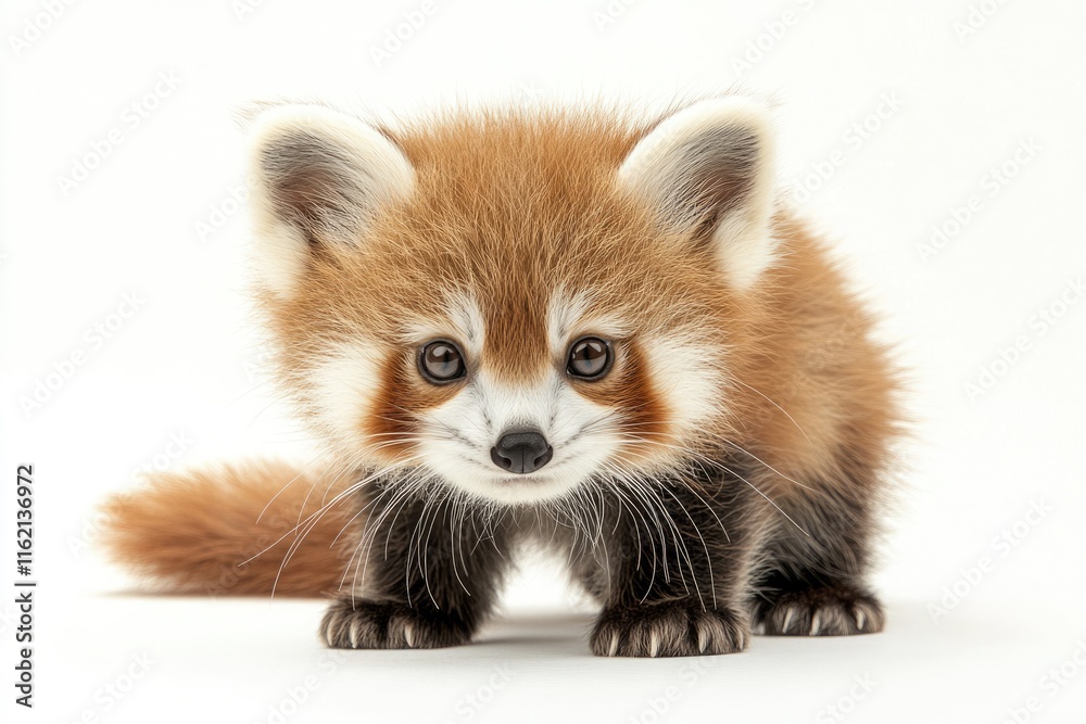 Young Red panda and Shining cat  7 months old portrait.