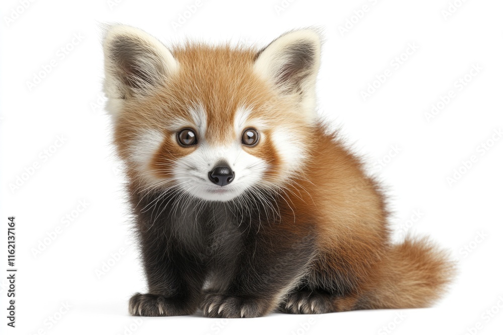 Fototapeta premium Young Red panda and Shining cat 7 months old portrait.