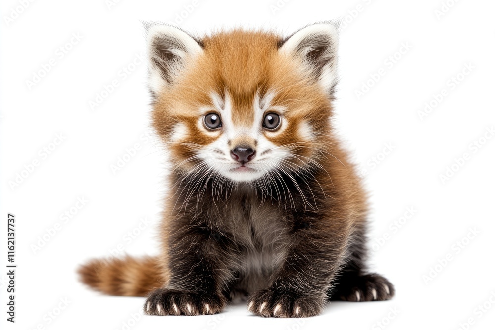 Fototapeta premium Young Red panda and Shining cat 7 months old portrait.