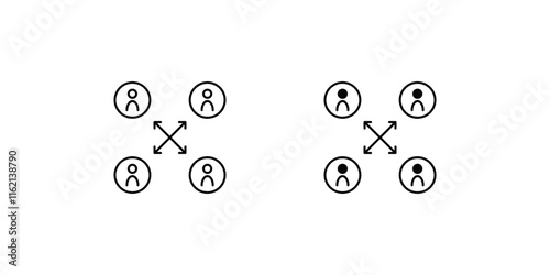 Cross-functional Collaboration set icon with white background vector stock illustration