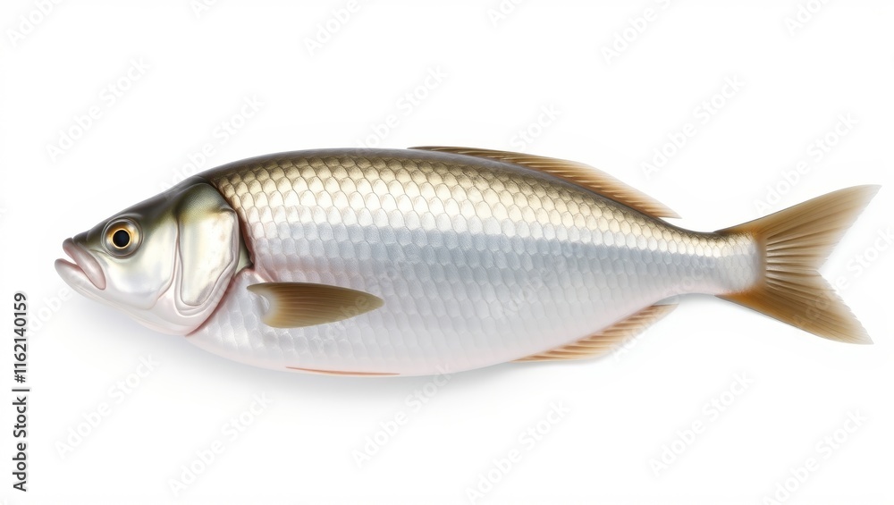 Realistic illustration of a fish with detailed scales and fins on a white background. Ideal for fishing, seafood, or educational content. Realistic illustration of a fish with detailed scales and fins on a white background. Ideal for fishing, seafood, or educational content.