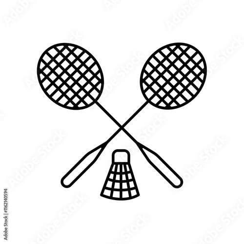 Badminton line black icon. Sign for web page, mobile app,